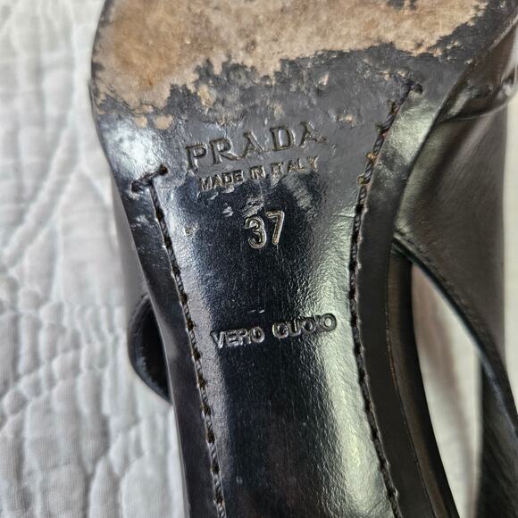 Y2k Prada Slingback Kitten Heels Buckle Detail Pointed Toe Vintage - Size 37 - Picture 6 of 8